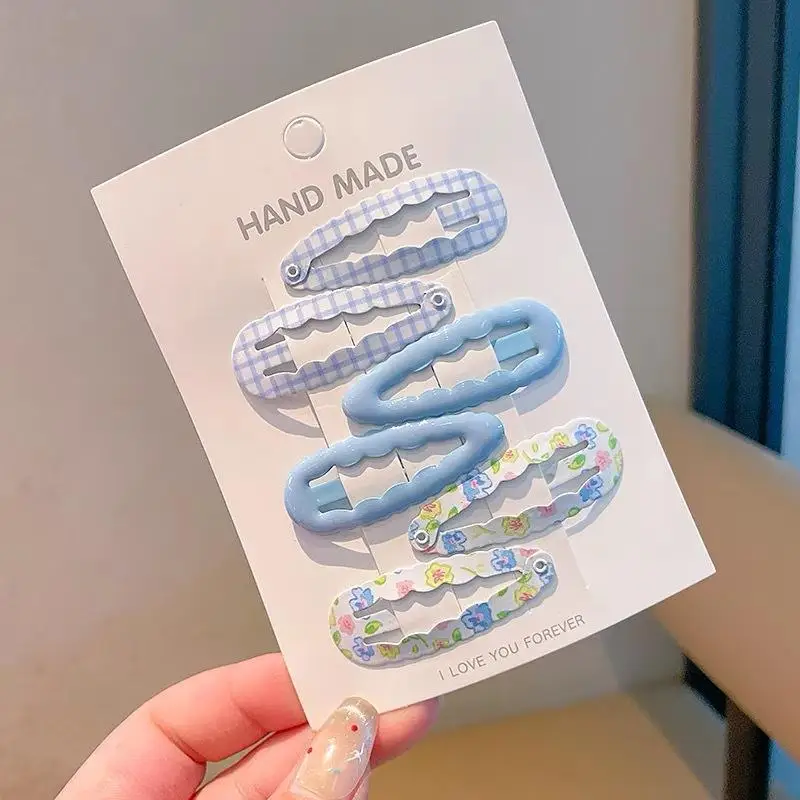 Süße Spitzen-Haarspangen für Mädchen, bunte koreanische Blumen-BB-Klauen-Haarspangen, Kinder-Pony-Haarspangen, Ins-Viral-Karo-Print, rutschfeste Haarspangen-Set, Geschenk – Detail 5
