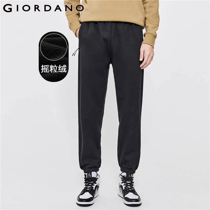 

GIORDANO Men Joggers Polar Fleece-Lined Elastic Waist Loose Joggers Multi-Pocket Solid Color Athleisure Casual Joggers 18112702