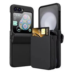 Shockproof Flip Cover Card Holder Phone Case with Fall Prevention for Galaxy Z Flip 7 (Black)