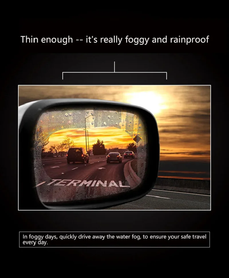 Automotive General Rearview Mirror Rainproof Coating Coating Reflector Anti-fog Nanofilm Hydrophobic Mirror 2PCS/Set