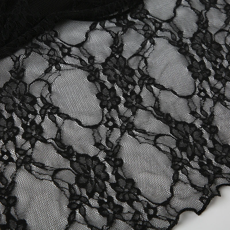 Camisola sexy con cordones y espalda descubierta para mujer, con retazos de encaje y cuello en V, top corto estilo halter Y2K, estilo urbano festivo