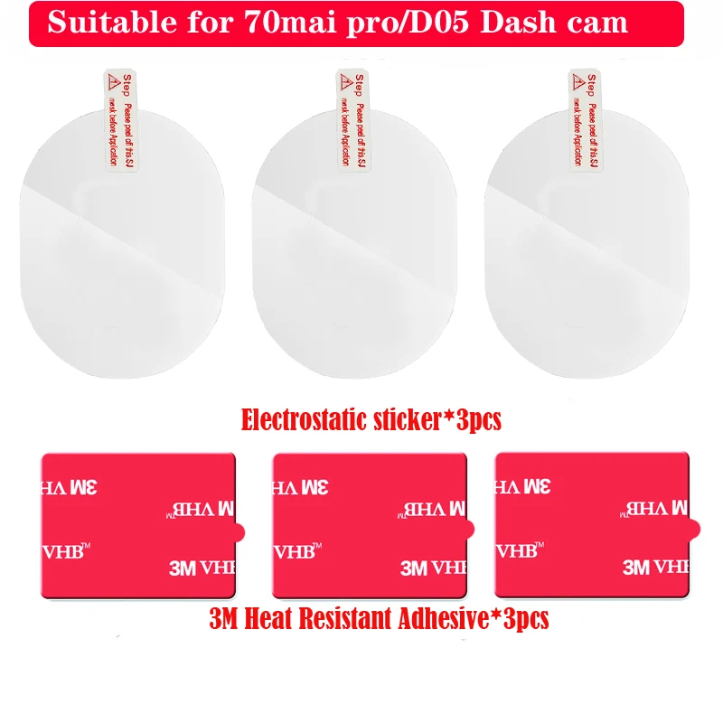 

For 70mai Pro/D05 3M holder Electrostatic Sticker for Dash Cam Heat Resistant Adhesive,Suitable for 70mai Pro/D05 DVR 3pcs