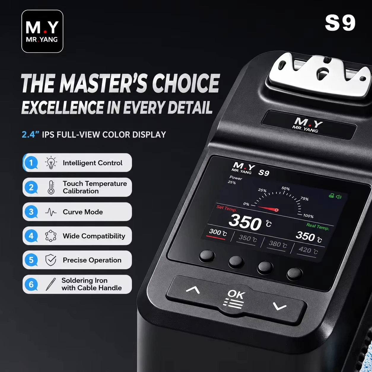 MY MR YANG S9 180W 납땜 스테이션 지능형 온도 제어 빠른 가열 정밀 수리 도구 C210 팁 호환
