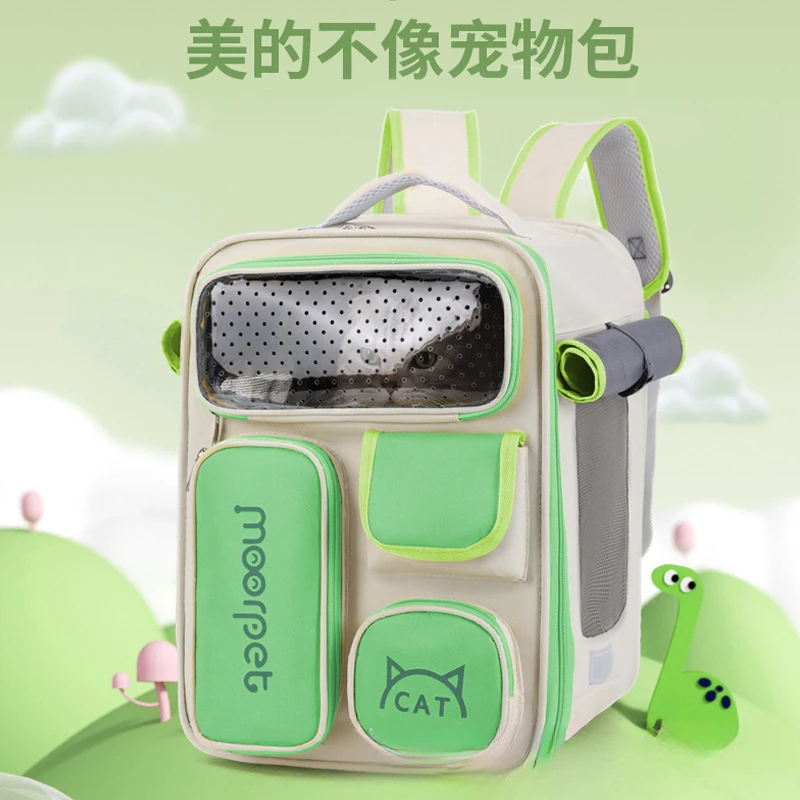 Large Capacity Cat Carrier Backpack Adjustable Strap Pet Carrying Bag Foldable Cat Backpack for Outdoor Travel