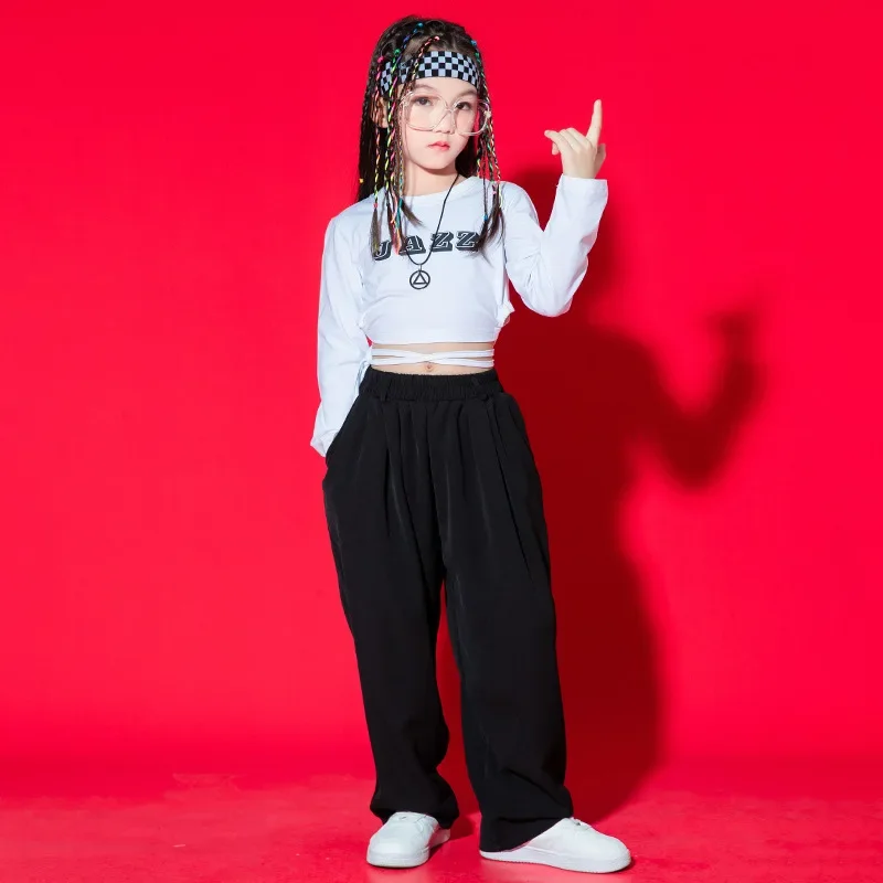 Girls Jazz Dance Performance Clothing Celebrities Crop Tops Children Streetdance Wear Training Clothes Hip Hop Dance Costume