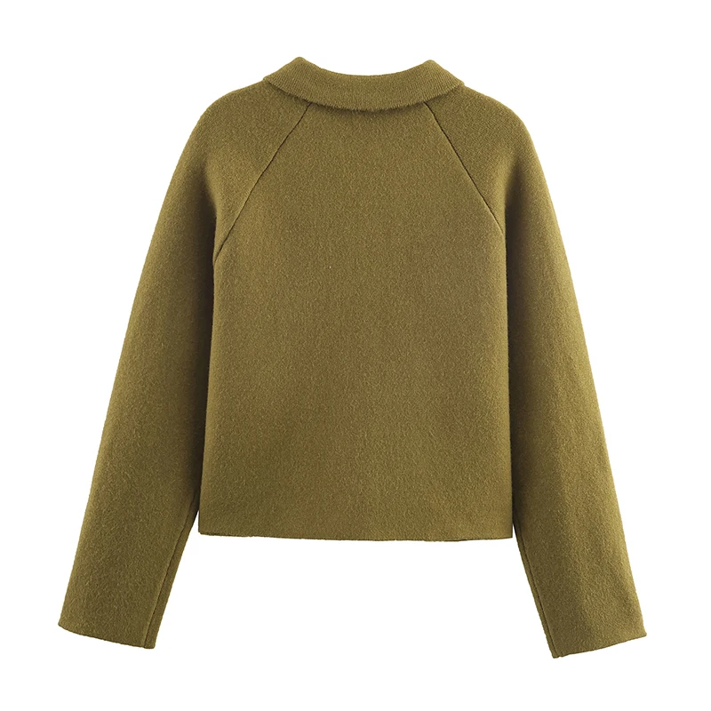 2025 Women Fashion Knitted Cardigan Long Sleeve Pocket Lapel Short Sweater Cardigans Autumn Winter New Style Knitwear Coat