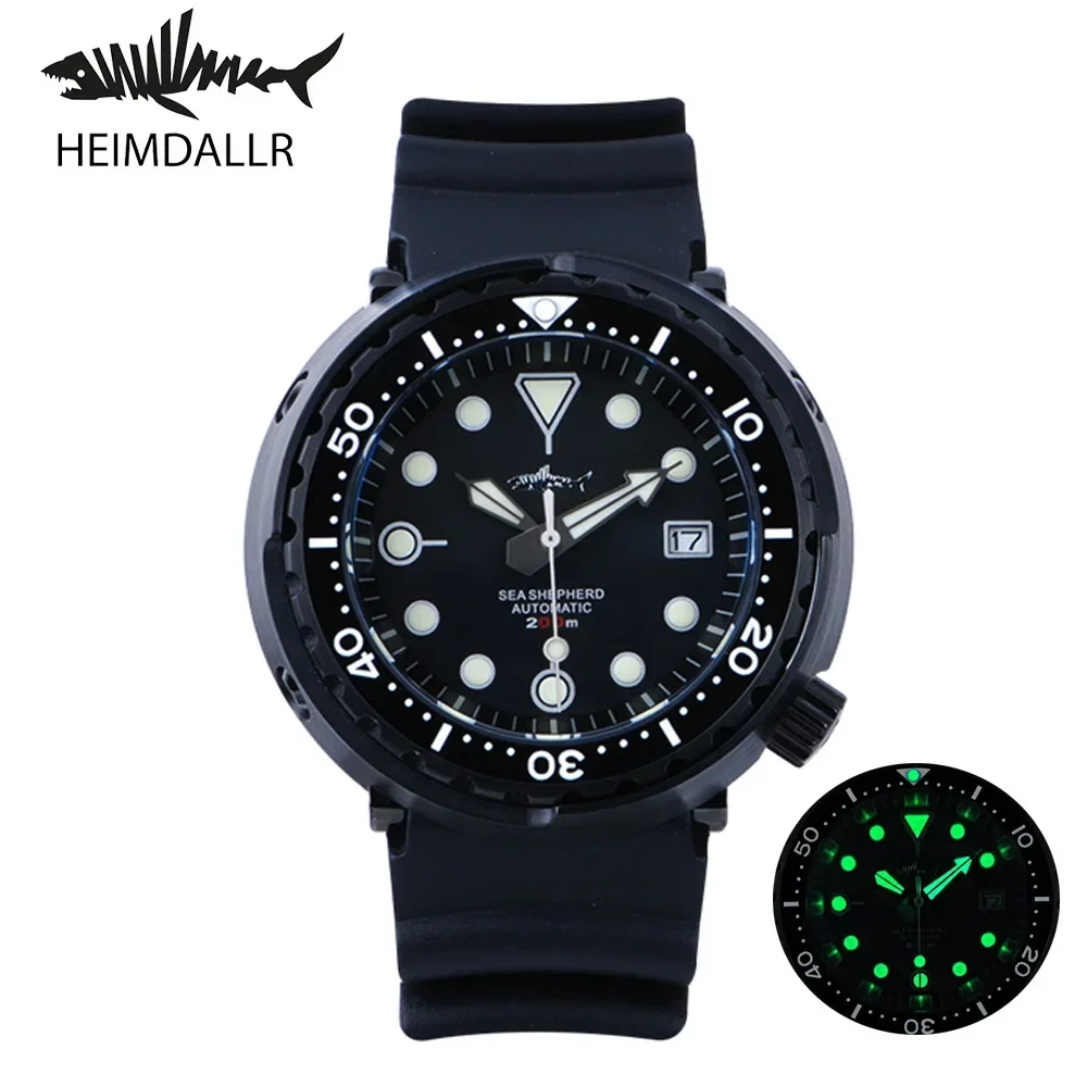 

Heimdallr PVD Black Tuna Diver Watch For Men Sapphire Glass NH35 Movement Automatic C3 Luminous 200m Waterproof Rubber Strap