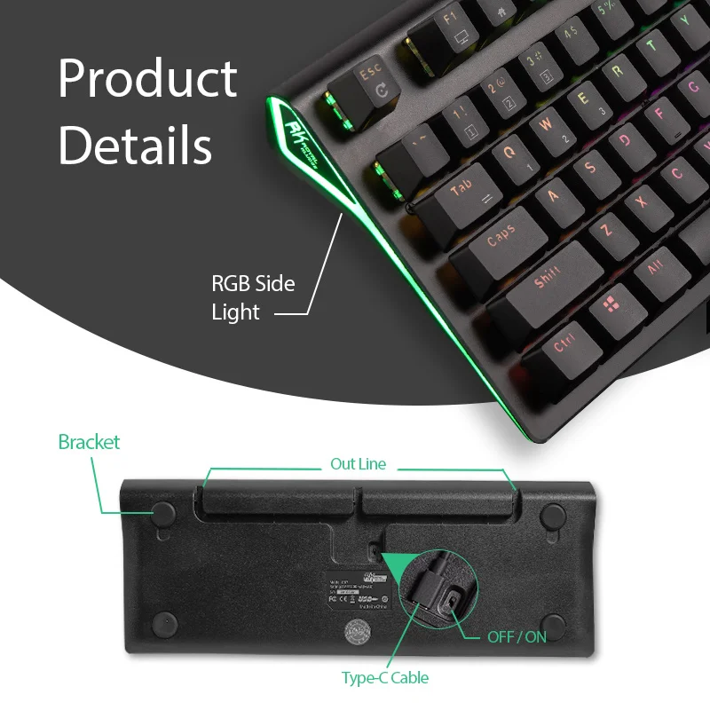 digital keyboard computer RK Royal Kludge Original RKG87 TKL Wireless Mechanical Gaming Keyboard with RGB Backlight 1800mAh Battery Dual Mode Bluetooth touch keyboard for pc