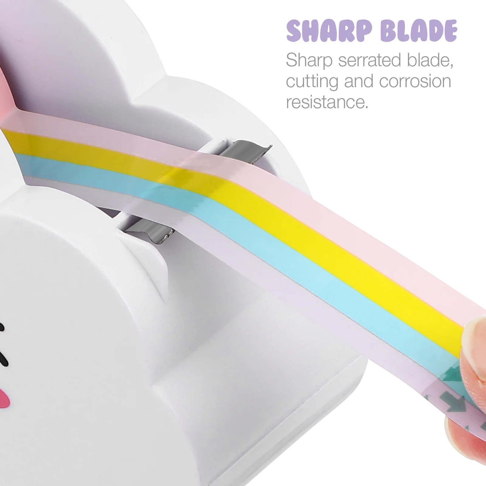 Portable Creative Practical Stationery Supply Lovely Desk Tape Dispenser with Rainbow Tape Rainbow Tape with Tape Dispenser