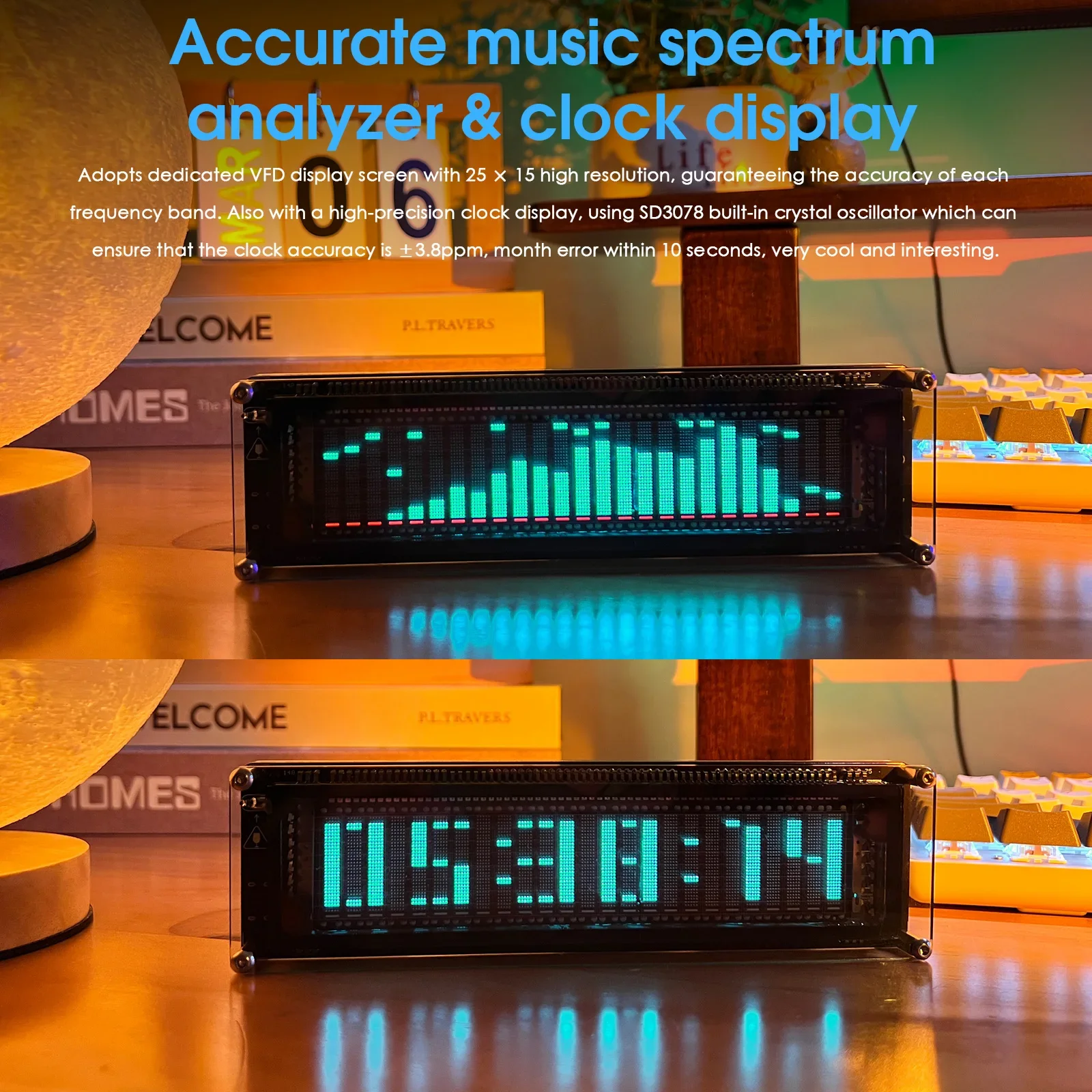 Nobsound AK2515 MIC Audio Spectrum Analyzer VFD Sound Level Meter VU Meter Screen Display Music Spectrum Display Indicator