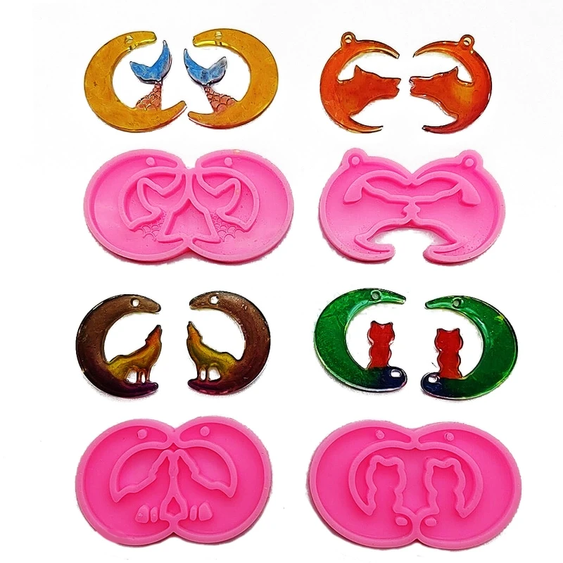 

1/4Pieces Earring Resin Molds Silicone Earring Pendant Molds for Jewelry Making