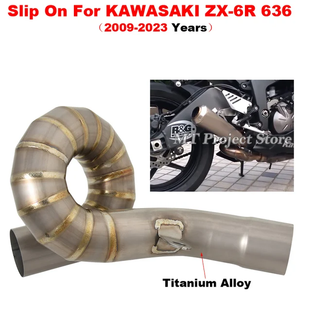 For KAWASAKI ZX6R ZX-6R ZX 6R 636 2009 - 2023 Motorcycle Exhaust Escape System Modifide Muffler Titanium Alloy Middle Link Pipe