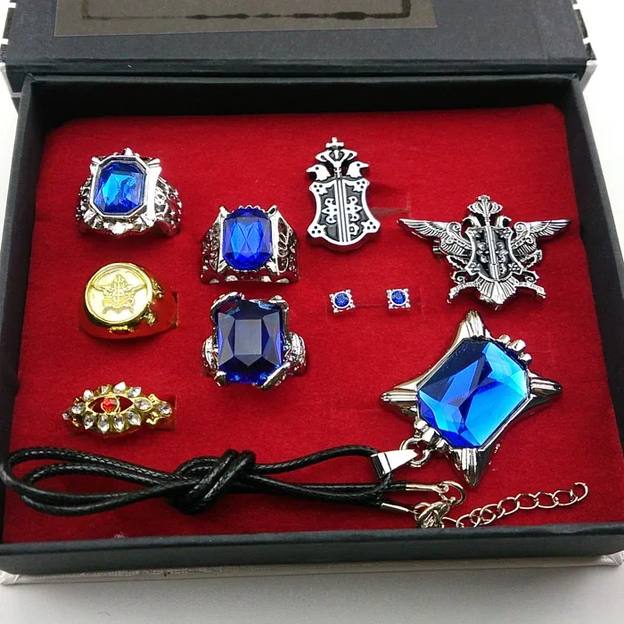 Necklace Pendant Anime Necklace Anime Ring Black Butler Kuroshitsuji Ciel Phantomhive Sebastian Michaelis Alois Trancy's Cosplay Prop Set Ring Necklace Pendant Badge Gift