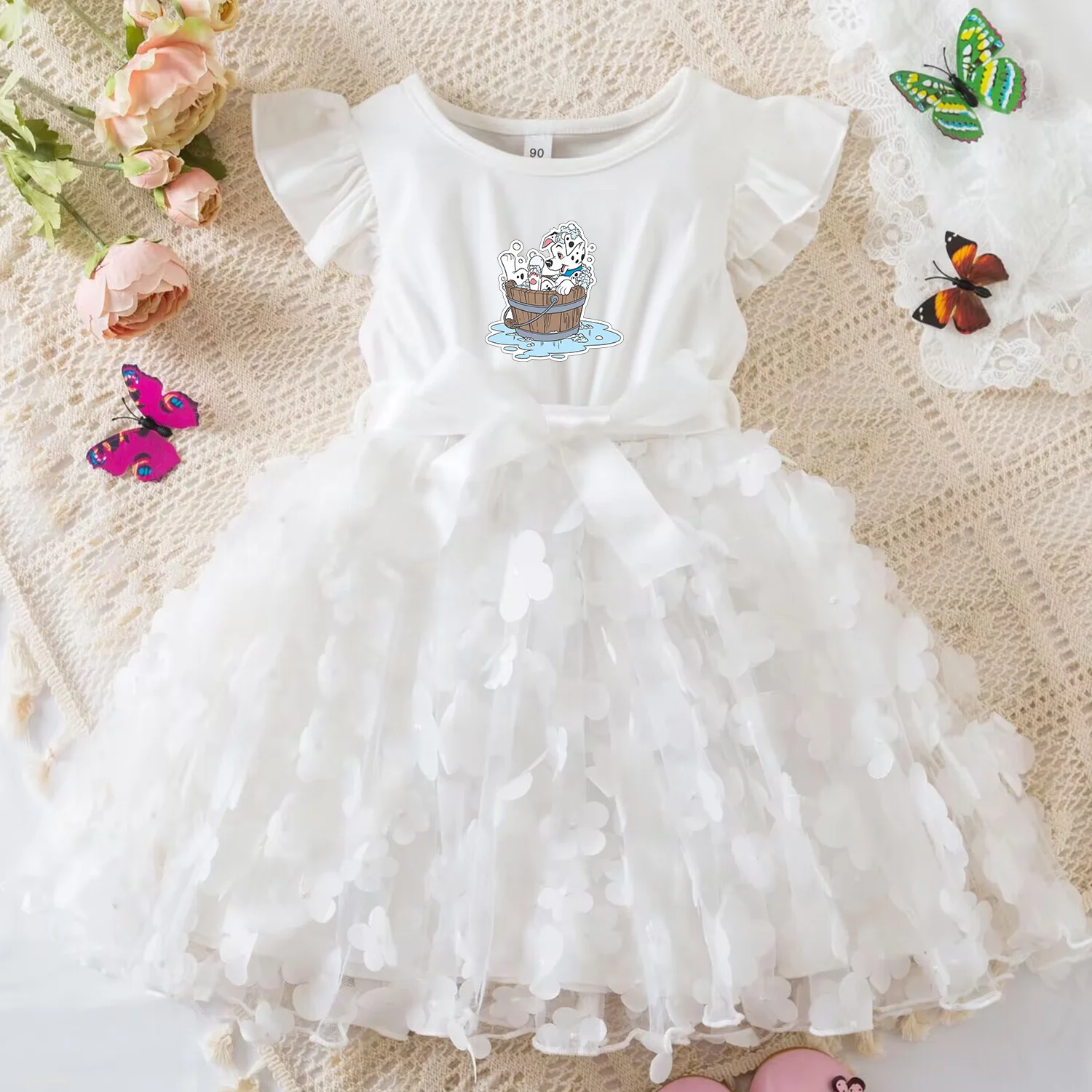 

101 Dalmatians Baby Party Dresses Summer Dress for Kid's Casual Clothes Girls Princess Dress 3D Butterfly Cute 2-6 Yrs