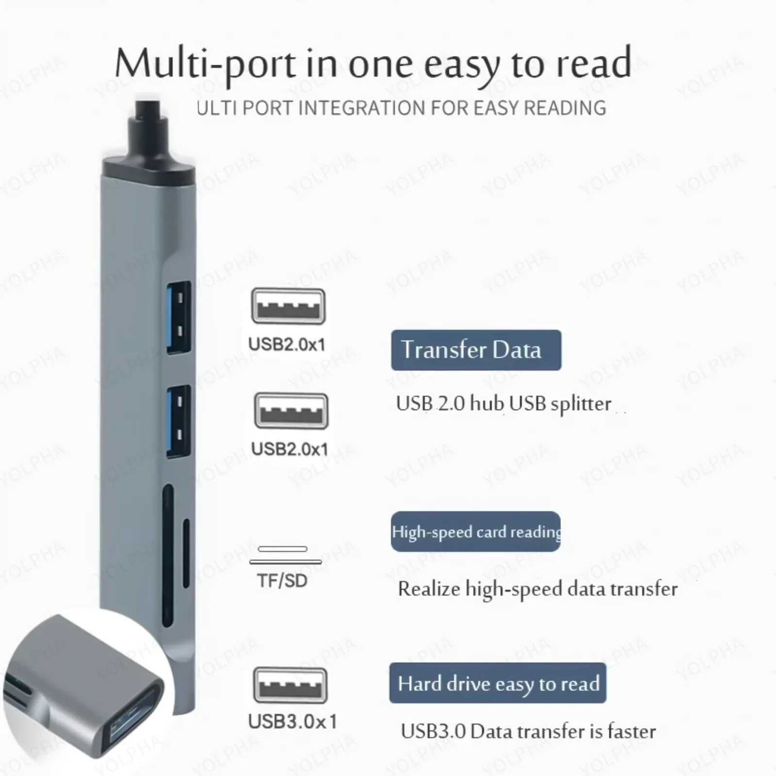 5 In 1 Usb Hub Sd Tf Card Memory Card Reader OTG Adapter High Speed Multiport Macbook Computer Usb 3.0 2.0 Hub Splitter usb hub adapter memory card reader usb port adaptor usb hub converter cable converter