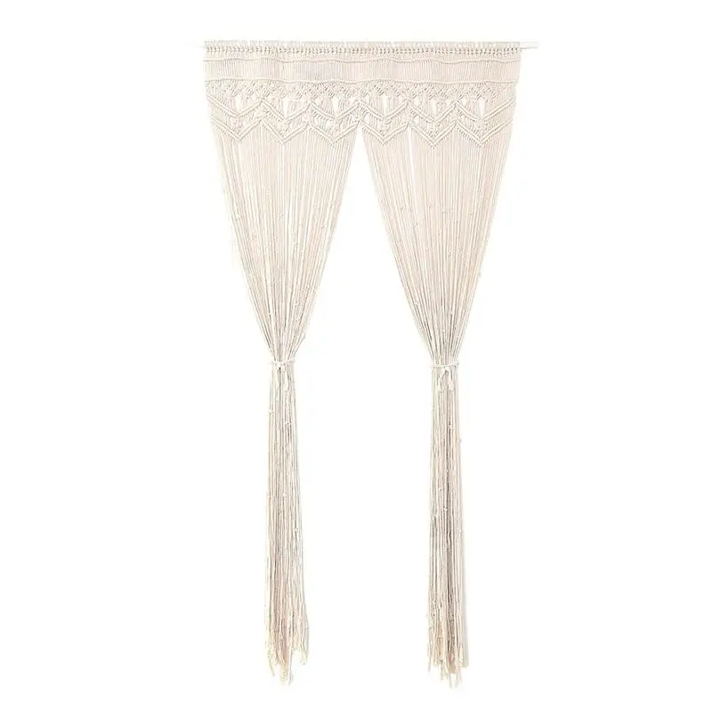 

Bohemian Macrame Wall Hangings Bohemian Beige Geometric Wave Art Decor With Tassel Aesthetic Home Storage Floating Shelves