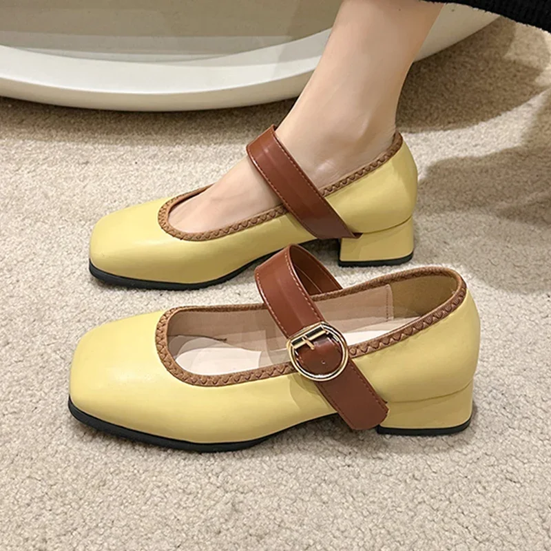 

Туфли-лодочки женские на высоком массивном каблуке, летние