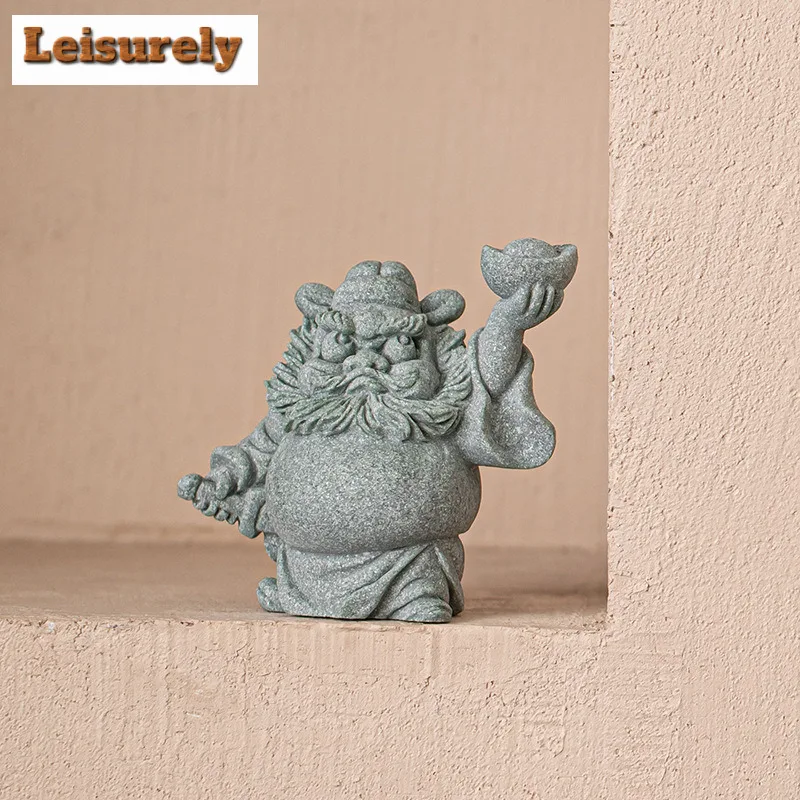 Tianshi Zhongkui Green Sand Stone Incense Holder Tea Pet Flowerpot Landscaping Tea Figurine Play Toys Statue Tea Statue Ornament