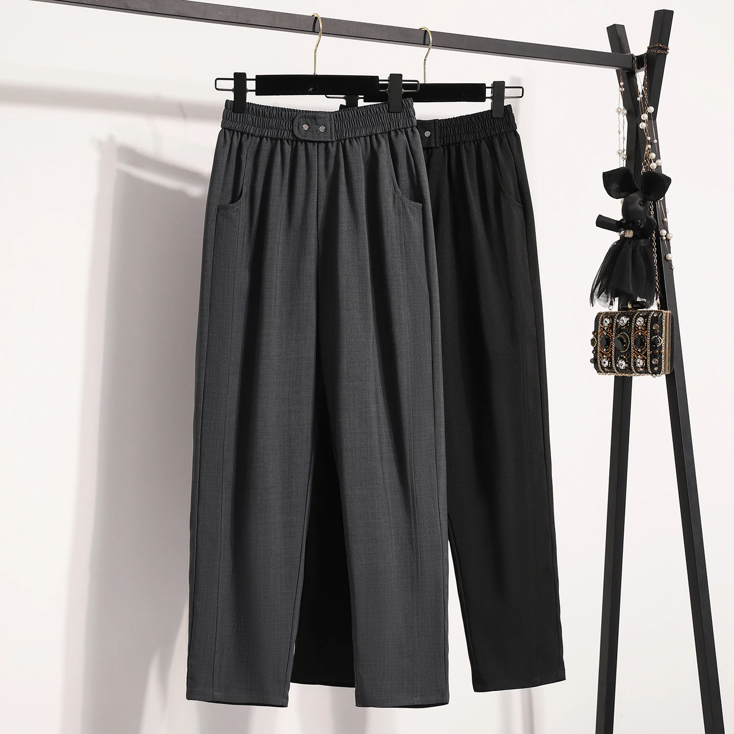 [UNISEX] 極高腰水洗STRING CARGO BANDING PANTS/ 2色 main image 0