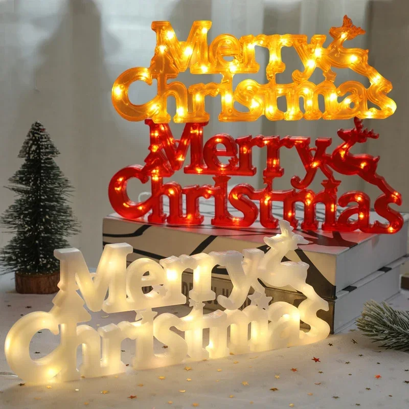 

Merry Christmas Three-dimensional Letter Lights LED Hanging Light Up Lights Christmas Wreath Accessories Home Decor Items