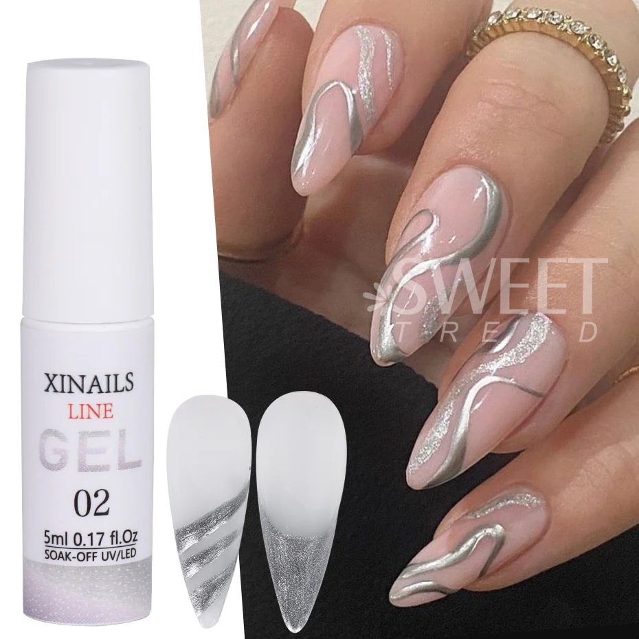 4pcs 5ml Nail Liner Gel Paint UV Gel Black White Swirl French Nail Design DIY Drawing Semi Permanent Gel Polish Manicure Varnish