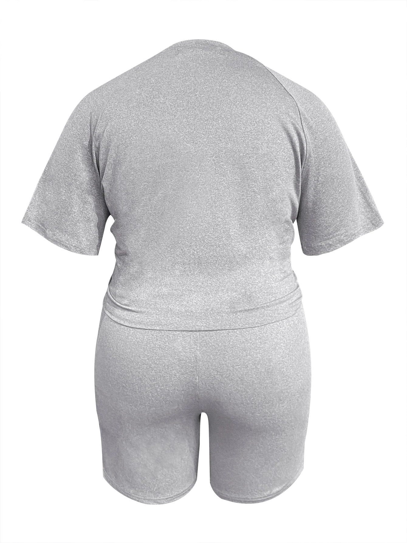 LW Plus Size Trendy two-piece set Heart Print Front Split Shorts Set casual short sleeved T-shirt and drawstring shorts set