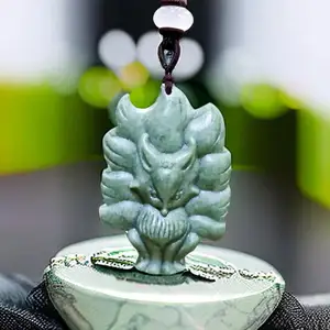 Natural Real Jade Fox Pendant Necklace Designer Accessories Luxury Carved Jewelry Stone Talismans Vintage Gift Chinese Charm