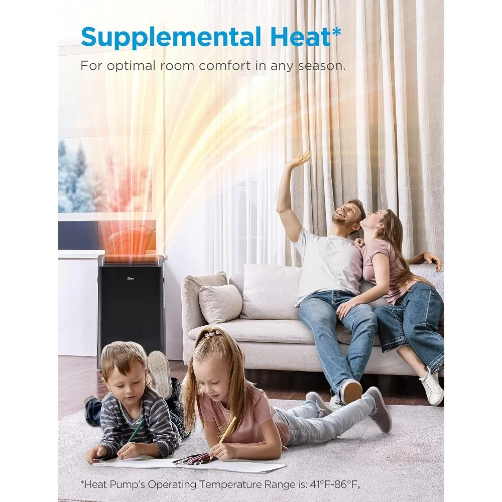 Duo 14,000 BTU (12,000 BTU SACC) High Efficiency Inverter Ultra Quiet Portable Air Conditioner,with Heat up to 550 Sq