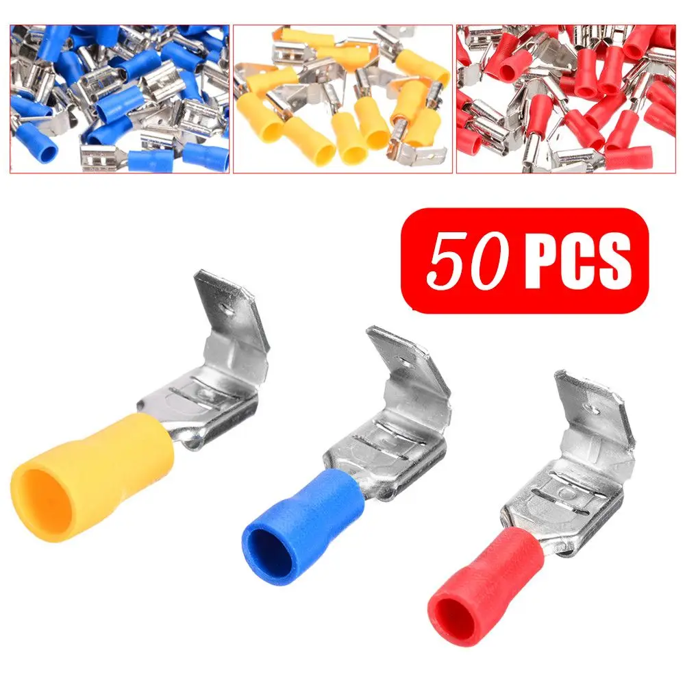 

50pcs Female Male 6.3mm Insulated Crimp Spade Terminal Wire Cable Connector Piggyback