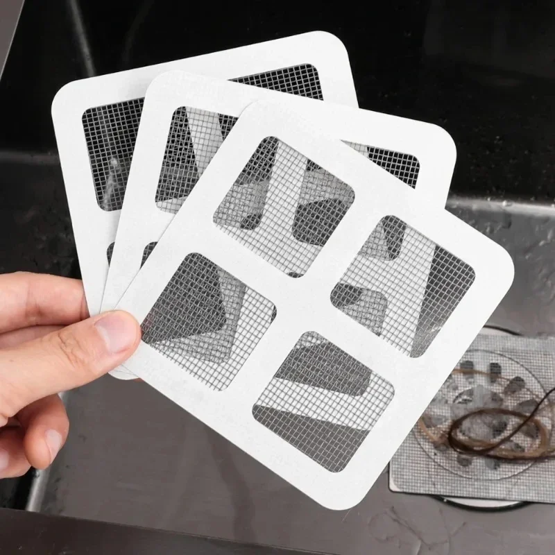 Disposable Floor Drain Sticker Shower Drain Hair Catcher Cover Sink Strainers Hair Filters Bathtub Mesh Filter Sticker 5-20Pcs