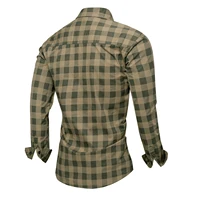2025 automne nouvelle mode hommes 100% coton chemise à carreaux hauts décontracté boutonné à manches longues lettre broderie chemises avec poche 3