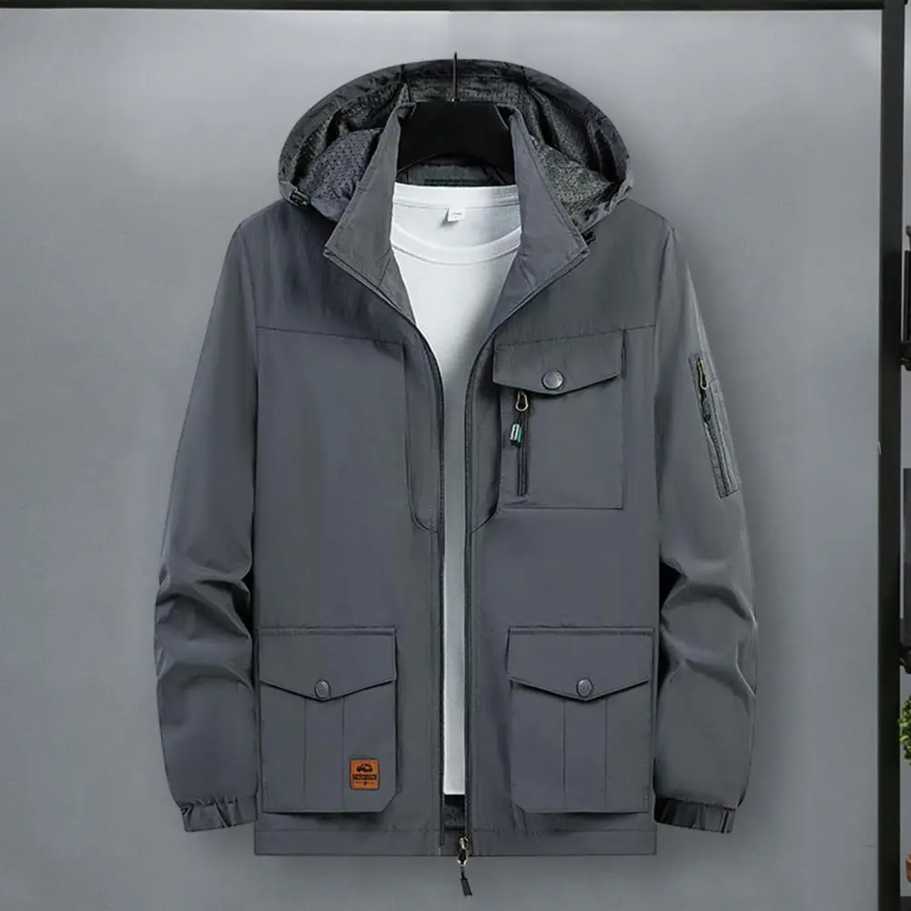

Smooth Coat Fall Jacket Versatile Men's Winter Jackets Waterproof Trench Coats with Detachable Hood Multiple for Streetwear