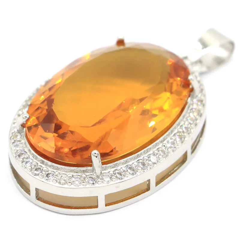 45x26mm Big Heavy 14.1g Orange Spessartine Garnet Golden Citrine Violet Tanzanite Peridot CZ Women Silver Pendant Eye Catching