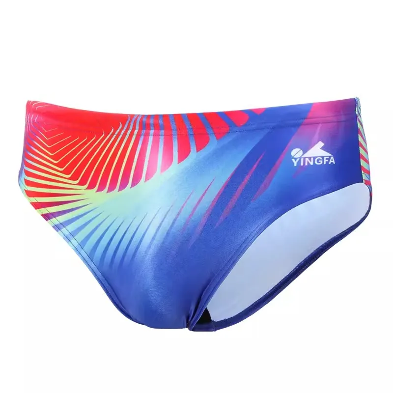 YINGFA Men's Swim Briefs Printed Swimming Trunks Triangle Blue Professional Swim Short For Training and Competition men swimming trunks