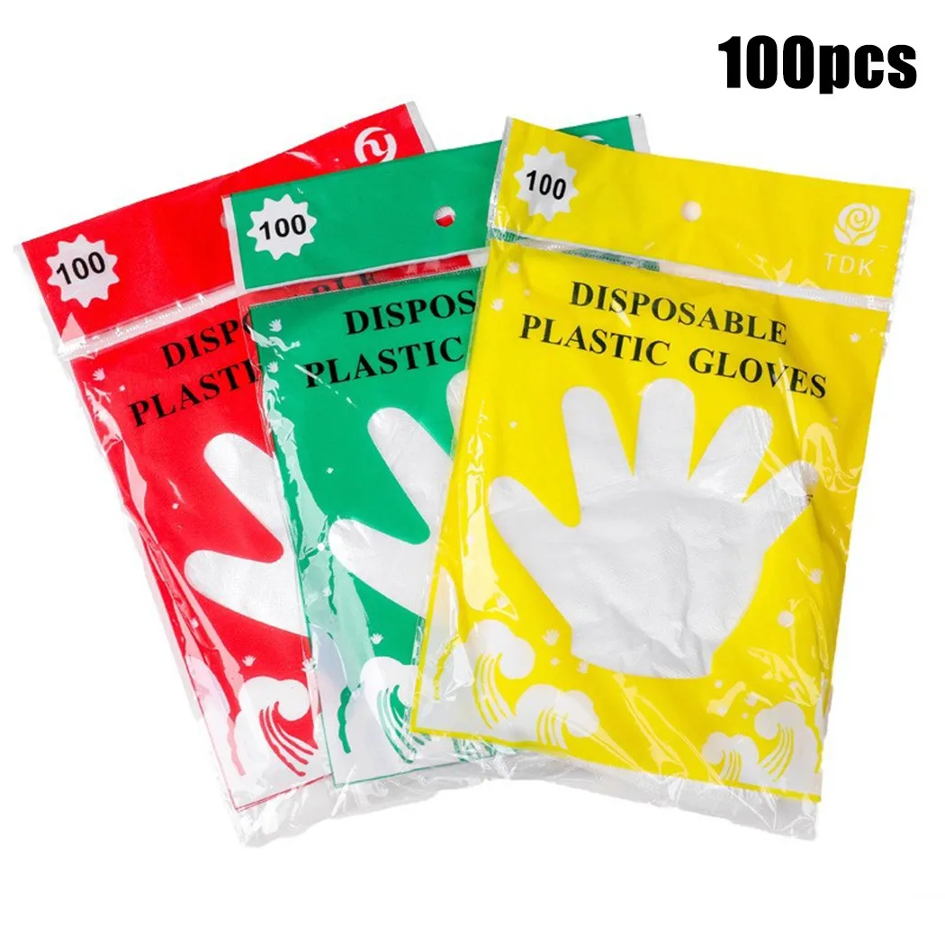 

100PCS Disposable Gloves Food Grade Plastic Transparent Disposable Gloves DIY Cooking Kitchen Disposable Gloves Kitchenware