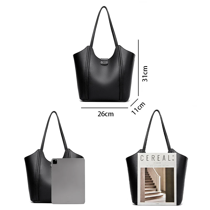 Borsa a tracolla da donna di grande capacità borsa da ascella Borse da shopper per pendolari in vera pelle da donna Borsa di lusso di alta qualità Borsa grande - immagine 2