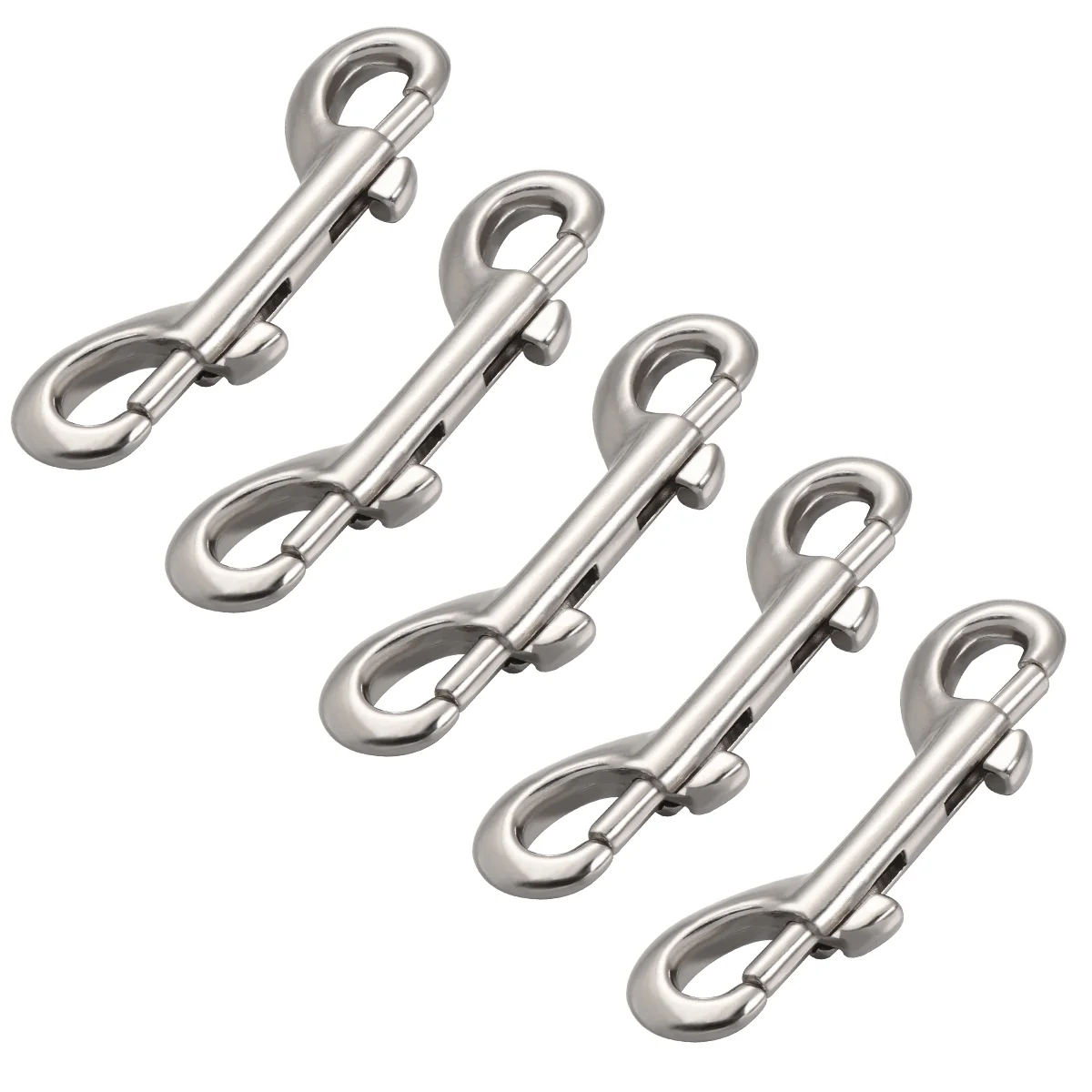 LIOOBO 5PCS Double Sided Bolt Snap Hook Zinc Alloy Portable Diving Clips for Belting Key Chains Straps Leathercraft Bags 