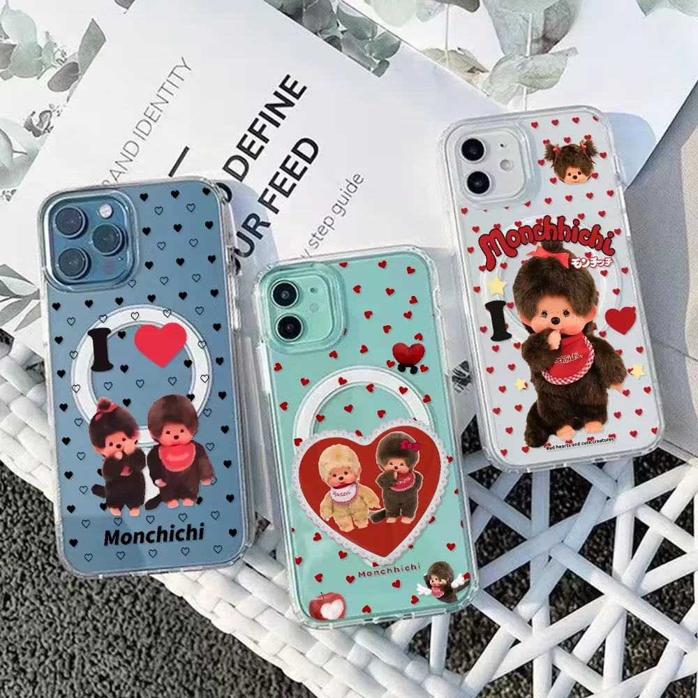 Adorable Kawaii Monchhichi Magnetic Phone Case with Magsafe Compatibility