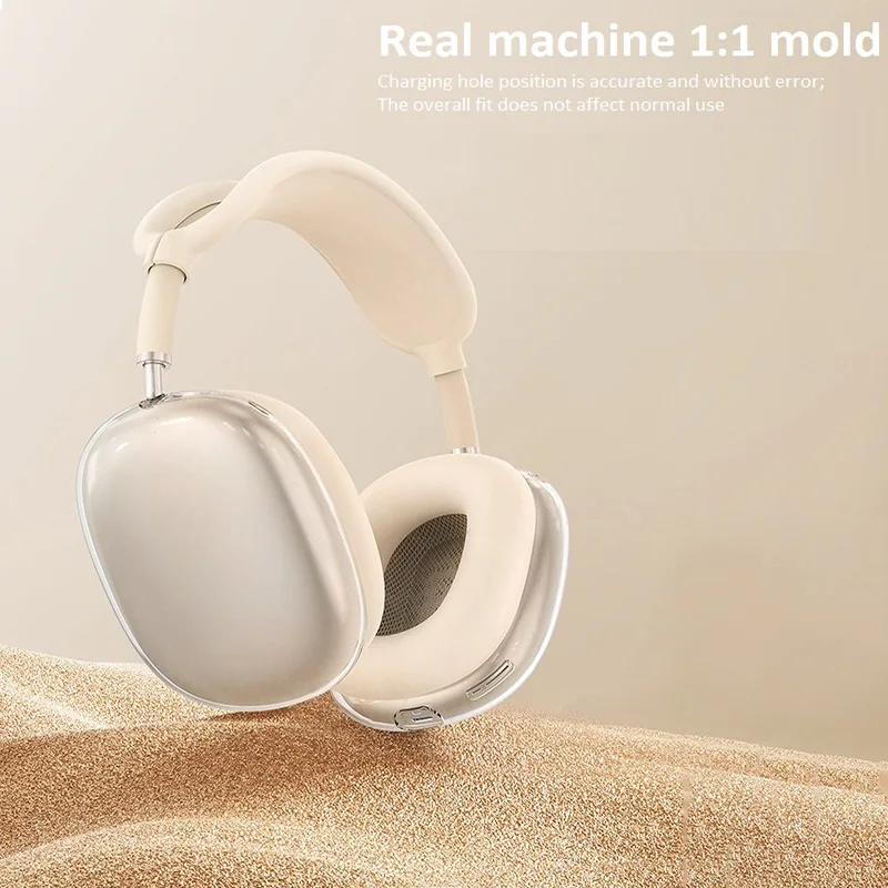Ensemble de trois pièces en TPU transparent pour AirPods Max : coussinets d'oreille et étui anti-rayures._voghion.com