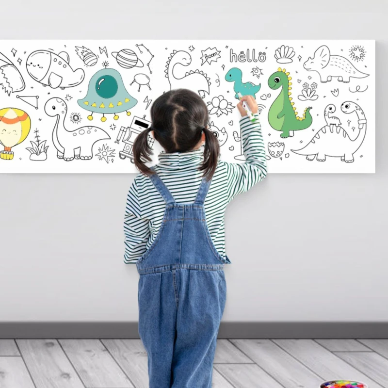 

Children's Graffiti Scroll Coloring Painting Long Scroll Kindergarten 3m Canvas Not Dirty Wall Can Be Pasted Wall Painting Paper