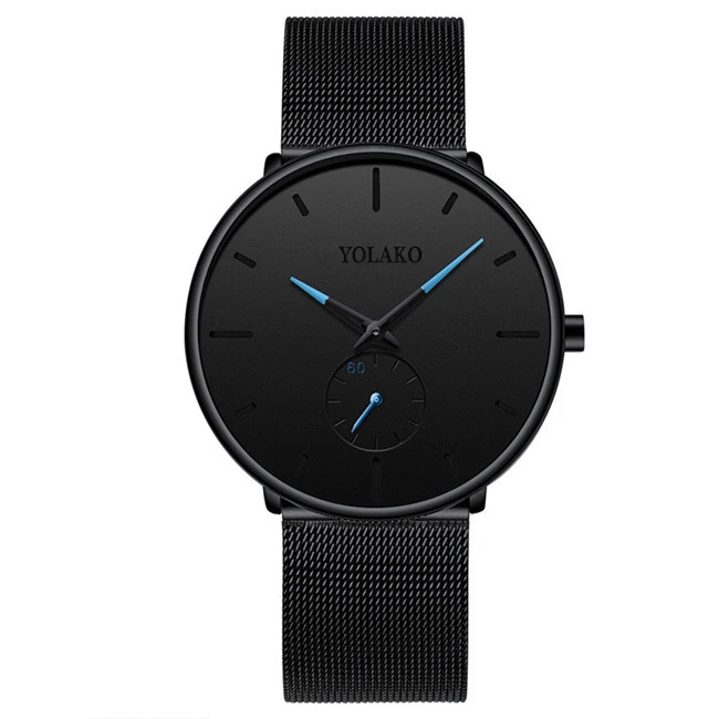 2022 Mens Fashion Minimalist Watches Men Business Casual Quartz Watch Simple Male Stainless Steel Mesh Band Clock Reloj Hombre 