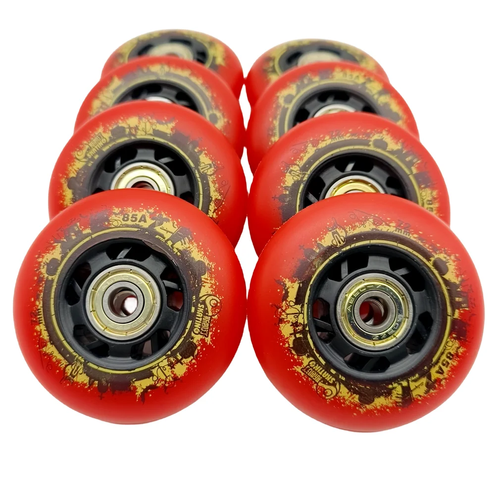Inline skate wheel roller skate wheel 72mm 76mm 85a bearing abec-7 8wheels/lot