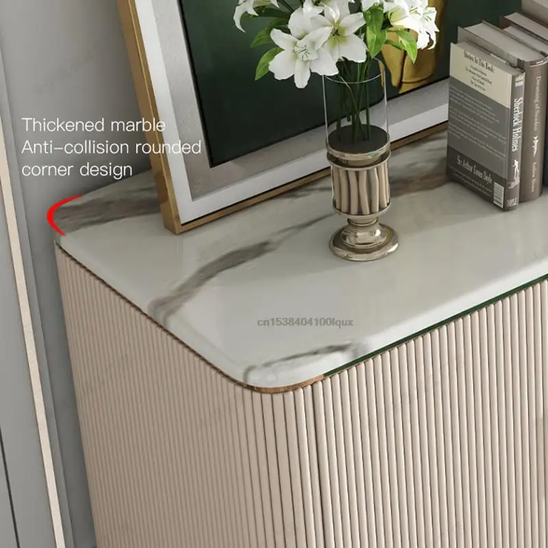Postmodern Light Luxury Marble Living Room Storage Cabinet Small Apartment Villa Hong Kong Style Locker Floor Cabinet For Home