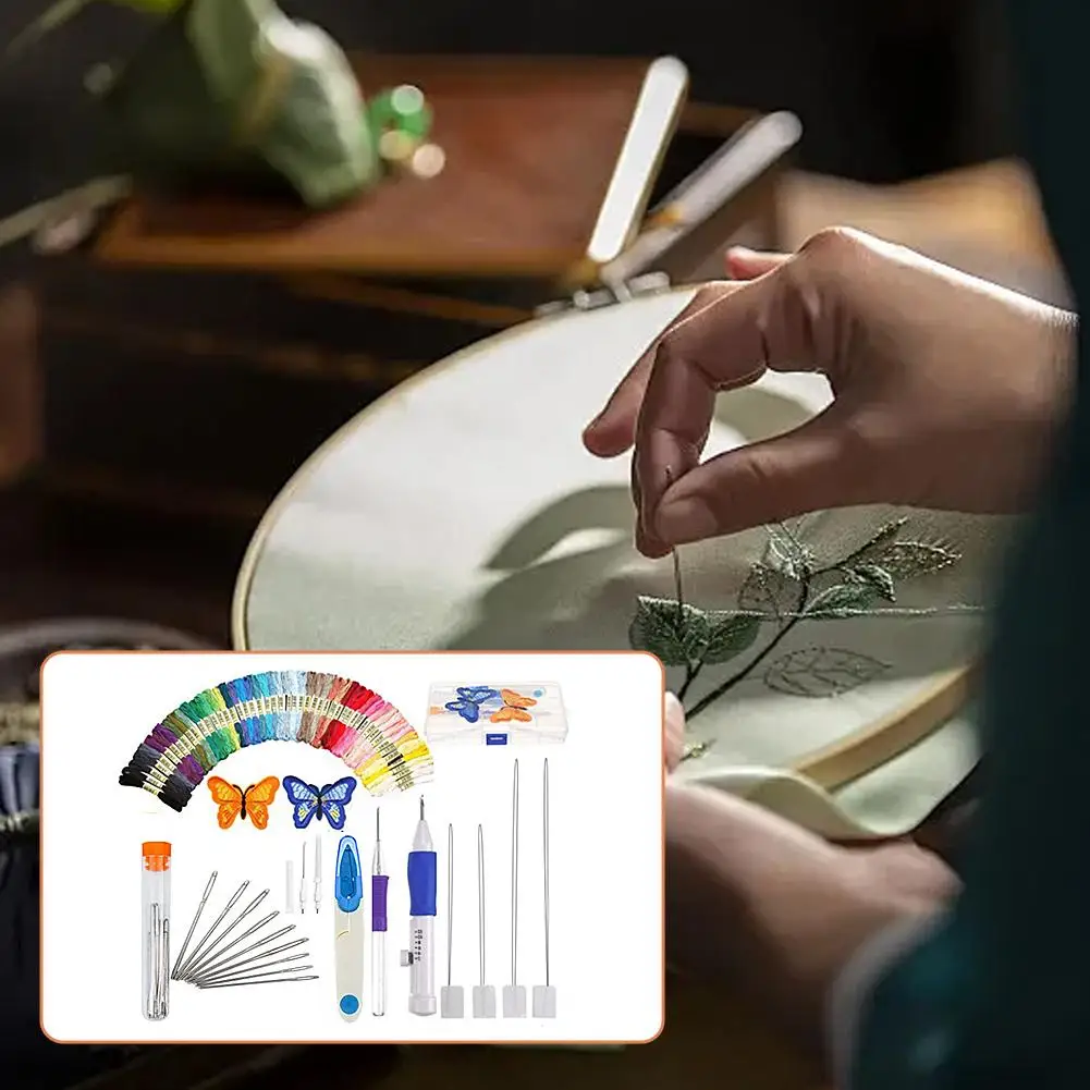 Punch Needle Embroidery Kit For Beginners-50 Colors Thread Sewing Embroidery Kit For Adults C1z8