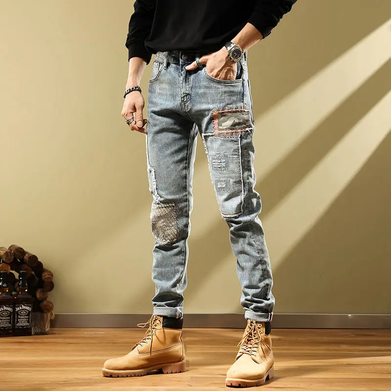 Harem Jeans for Men Vintage Korean Fashion Summer Mens Cowboy Pants Elastic Slim Fit Cotton Retro Free Shipping Stretch Trousers