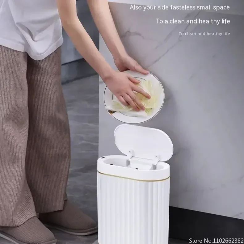 7L 스마트 센서 쓰레기통 욕실 조명에 대 한 주방 쓰레기 주석 럭셔리 전기 가족 거실 균열 패션 쓰레기통