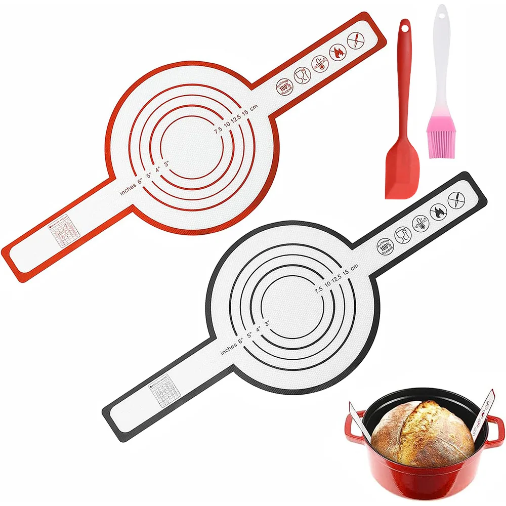 Silicone Bread Sling for Dutch Oven Reusable Baking Mat with Long Handles Non-Stick Sheet Liners for Transferable Dough Pastry
