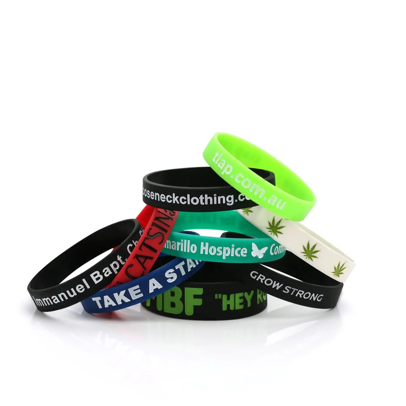 Custom Printed 1 Inch Wide Silicone Wristbands, Motivational Slogan