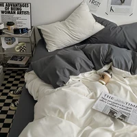 3-piece double color duvet cover + pillowcase, bedding set, soft and breathable bedroom or guest room (without core)
