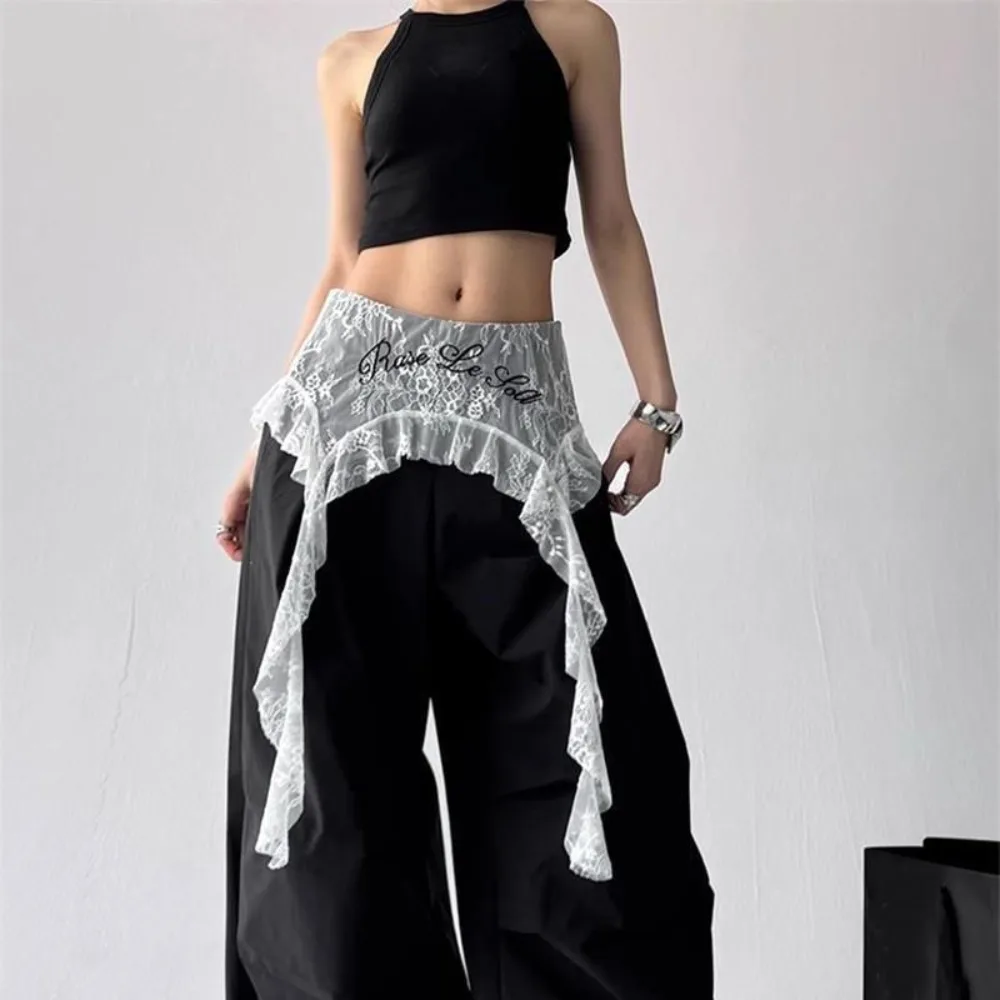 Embroidered Flower Lace Mini Skirt with Lace-Up Design